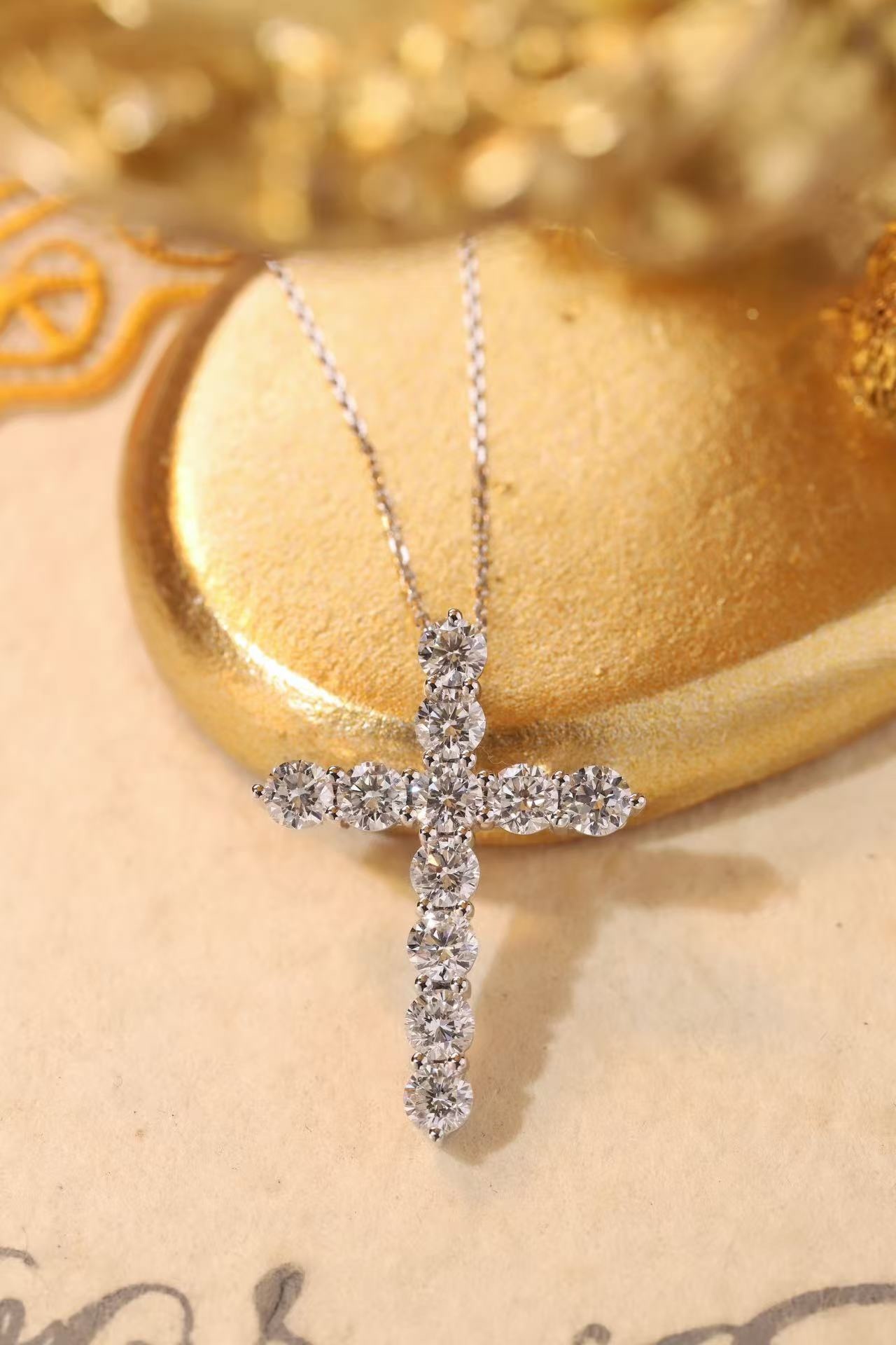 10K gold Faith & Light · 1ct Lab Grown Diamond Cross Necklace