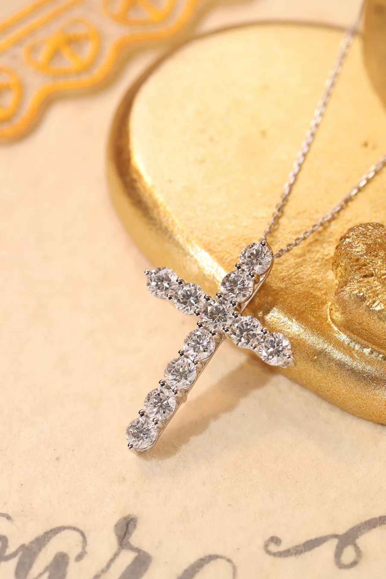 10K gold Faith & Light · 1ct Lab Grown Diamond Cross Necklace