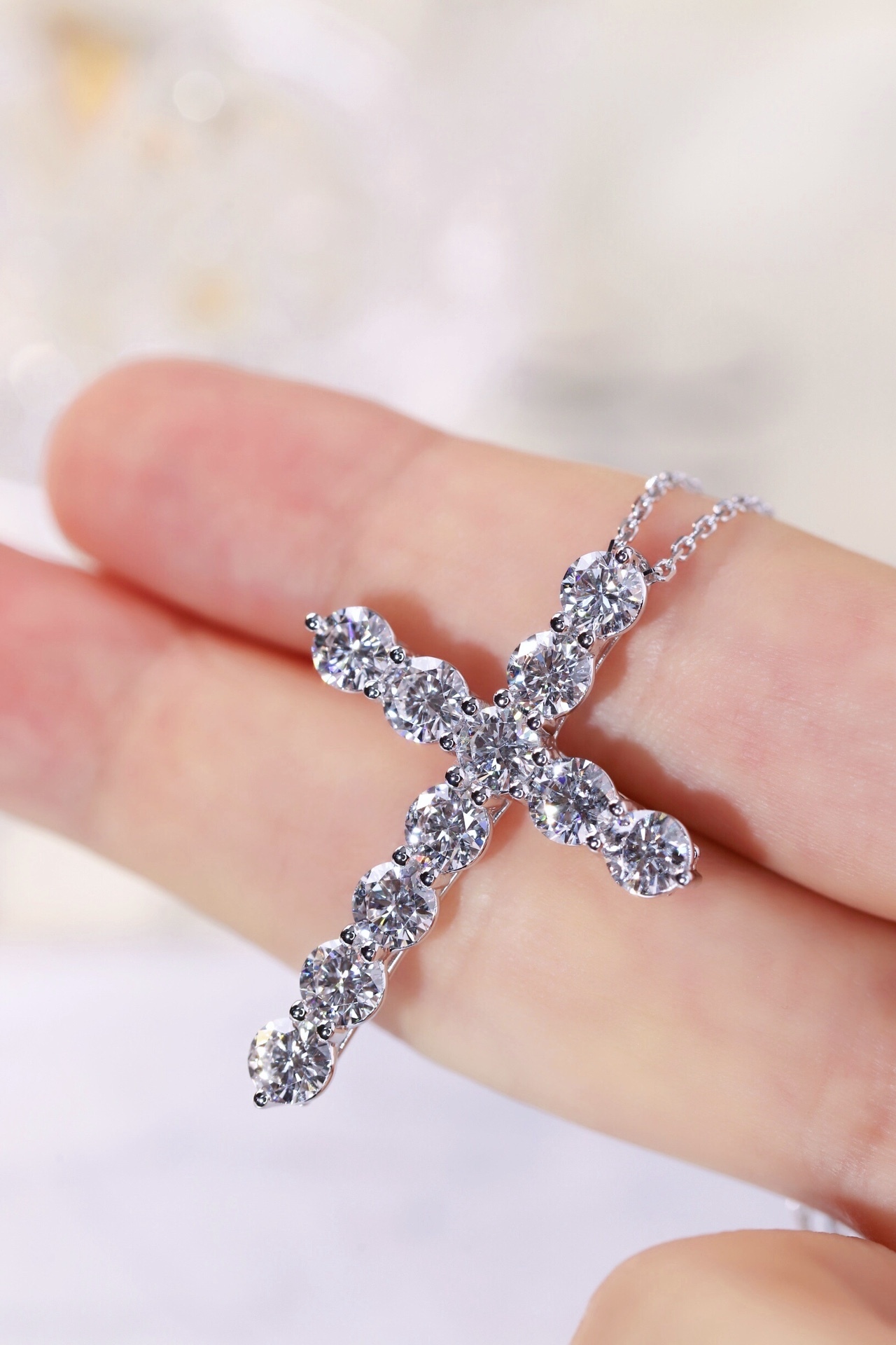 10K gold Faith & Light · 1ct Lab Grown Diamond Cross Necklace