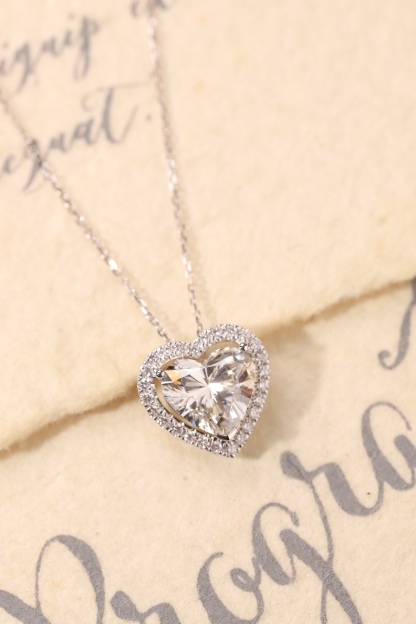 10K gold Heart of Brilliance · 3ct Heart Cut Halo Lab Grown Diamond Necklace
