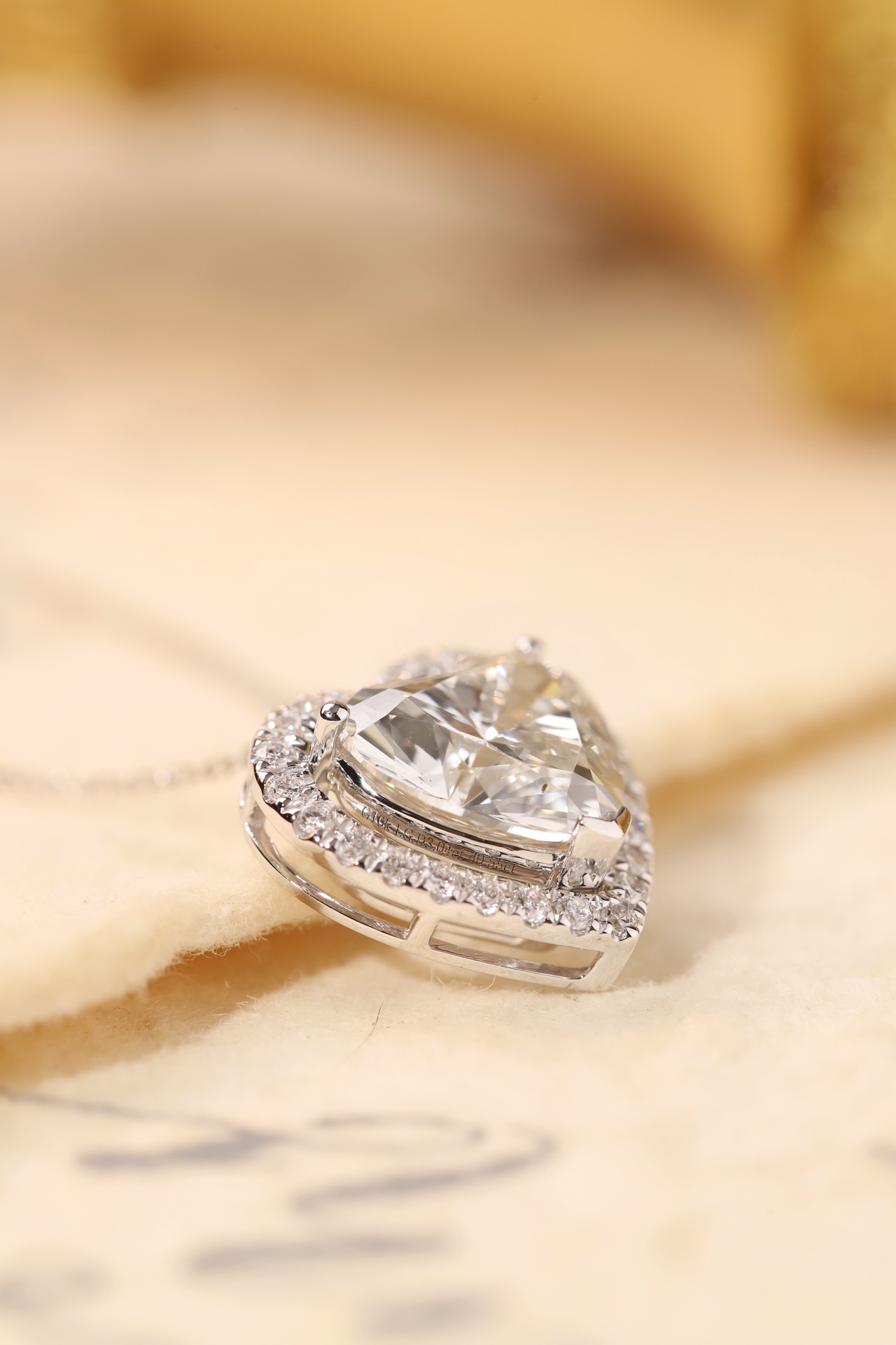 10K gold Heart of Brilliance · 3ct Heart Cut Halo Lab Grown Diamond Necklace