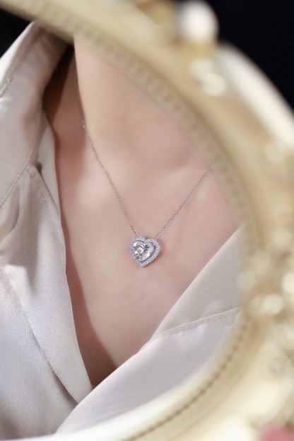 10K gold Heart of Brilliance · 3ct Heart Cut Halo Lab Grown Diamond Necklace