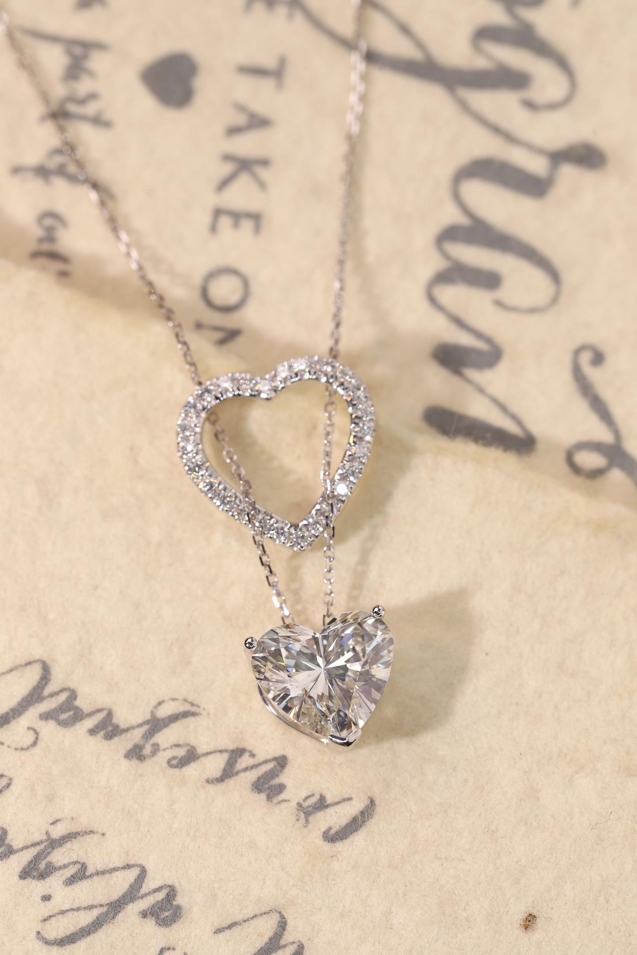 10K gold Heart of Brilliance · 3ct Heart Cut Halo Lab Grown Diamond Necklace