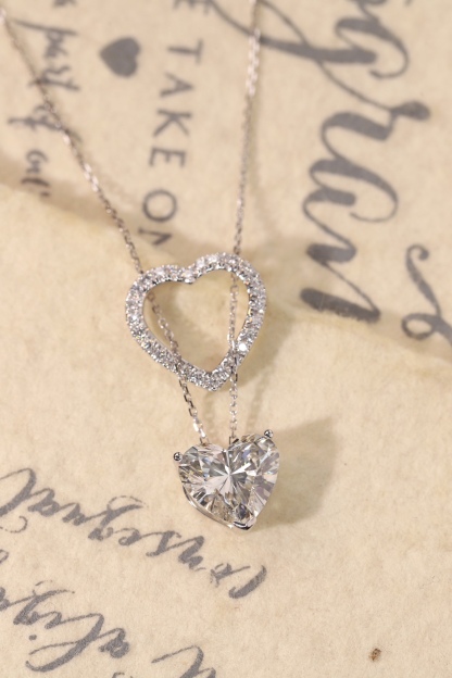 10K gold Heart of Brilliance · 3ct Heart Cut Halo Lab Grown Diamond Necklace