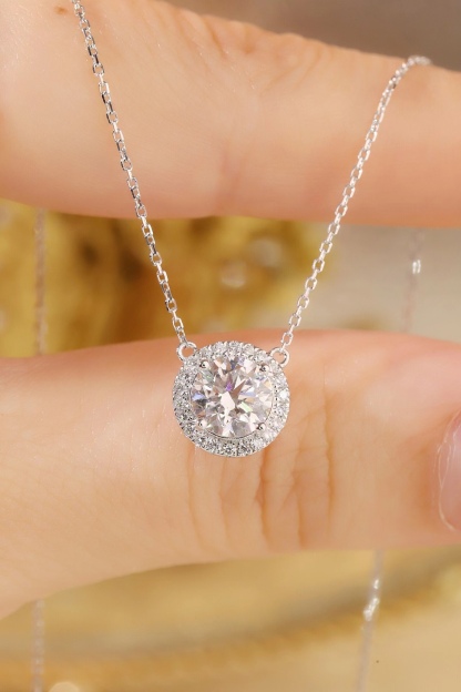 10K gold Radiant Halo · 1ct Lab Grown Diamond Pendant with 0.12ct Accent