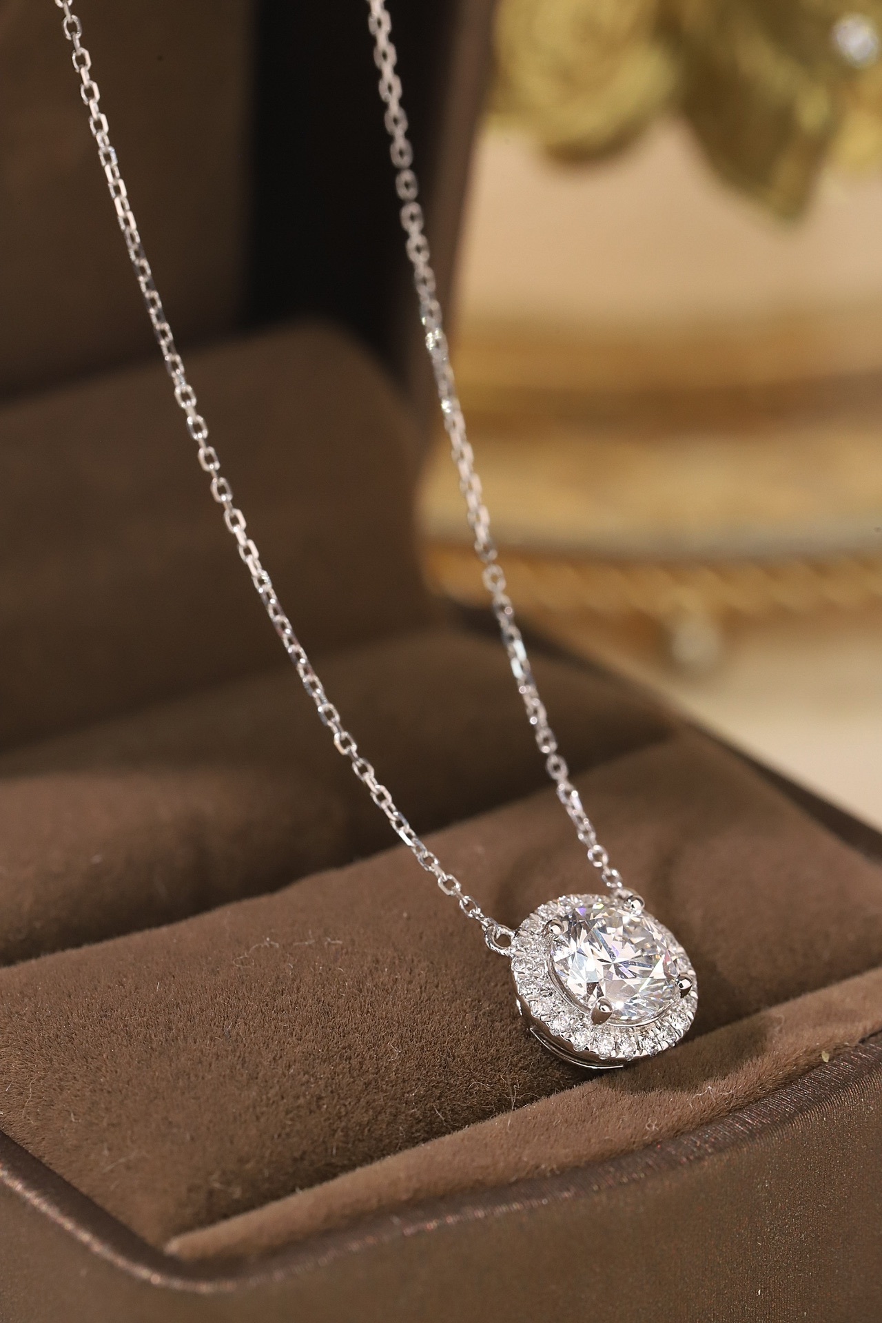 10K gold Radiant Halo · 1ct Lab Grown Diamond Pendant with 0.12ct Accent