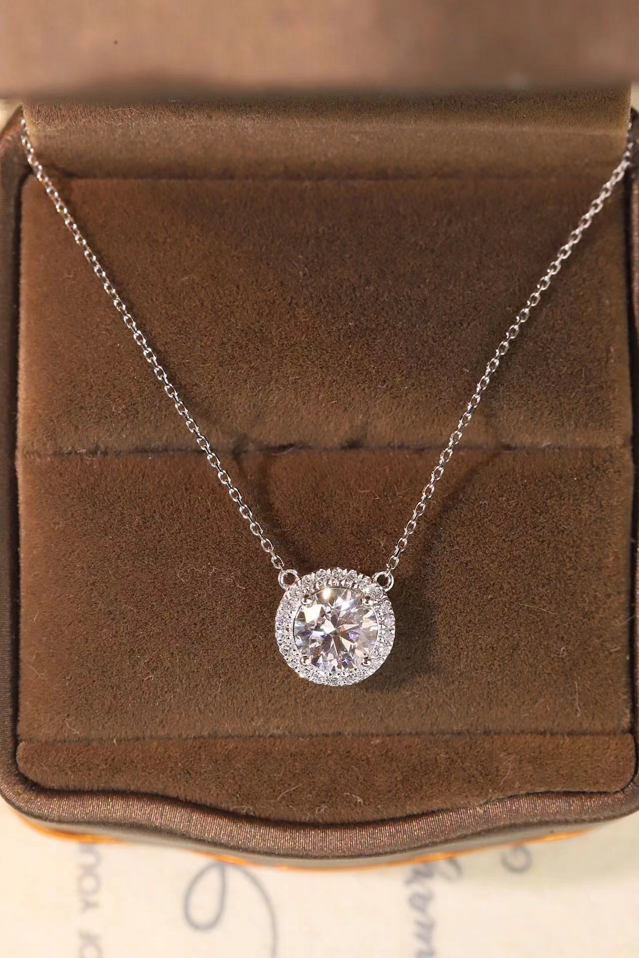 10K gold Radiant Halo · 1ct Lab Grown Diamond Pendant with 0.12ct Accent