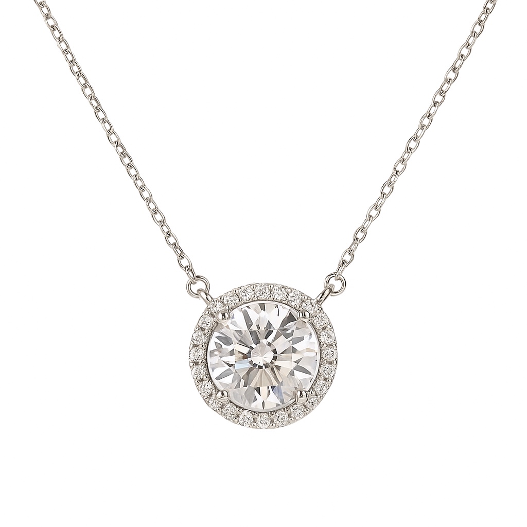 10K gold Radiant Halo · 1ct Lab Grown Diamond Pendant with 0.12ct Accent