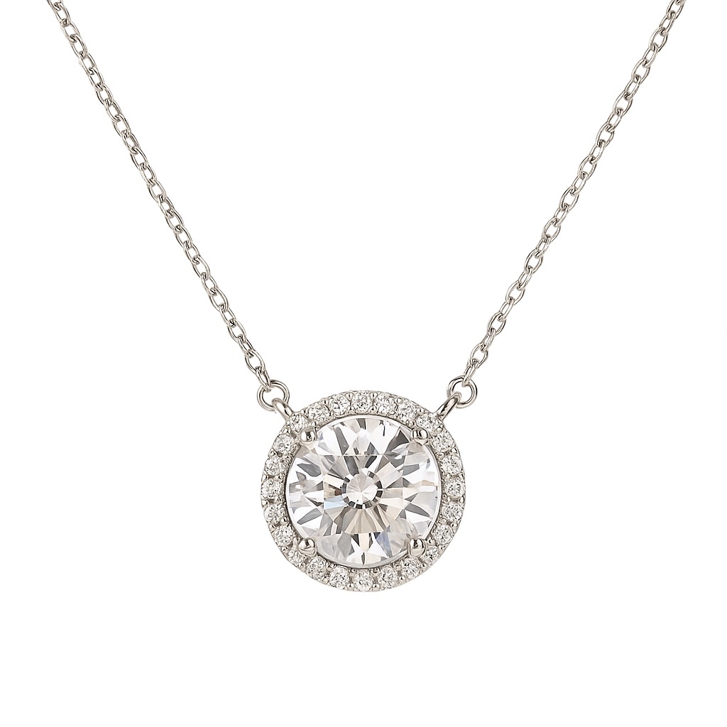 10K gold Radiant Halo · 1ct Lab Grown Diamond Pendant with 0.12ct Accent