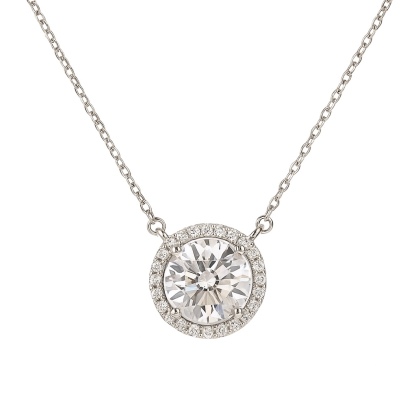 10K gold Radiant Halo · 1ct Lab Grown Diamond Pendant with 0.12ct Accent