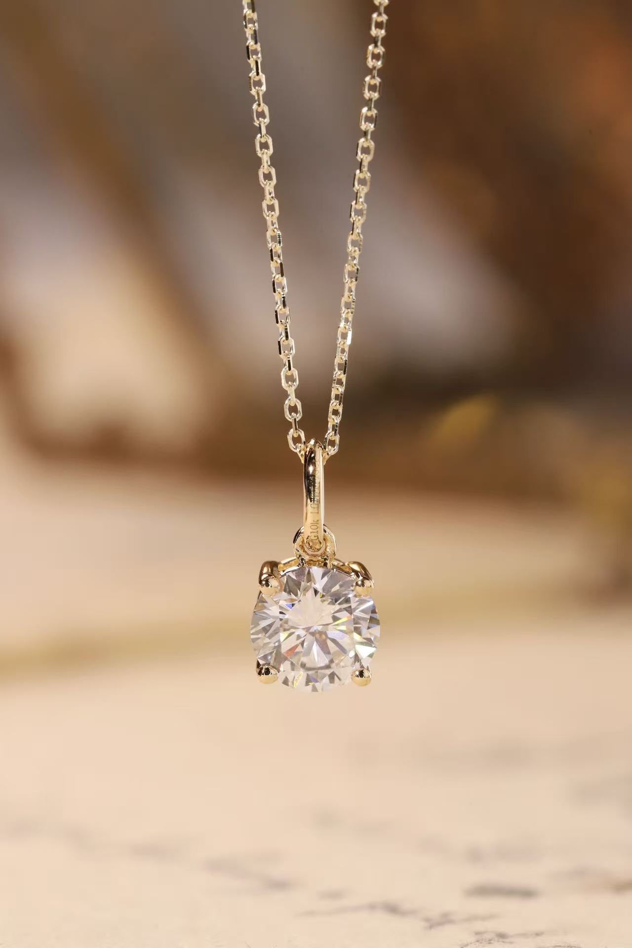 10k gold Pure Brilliance · 1ct Round Cut Lab Grown Diamond Necklace