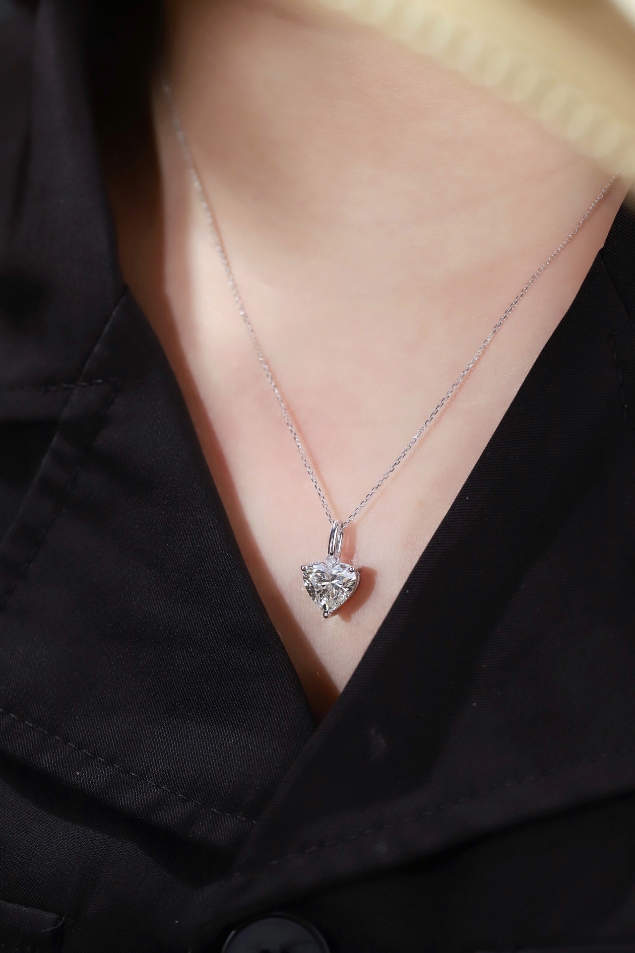 10k gold Heart of Love · 1ct Lab Grown Heart Cut Diamond 3-Prong Necklace