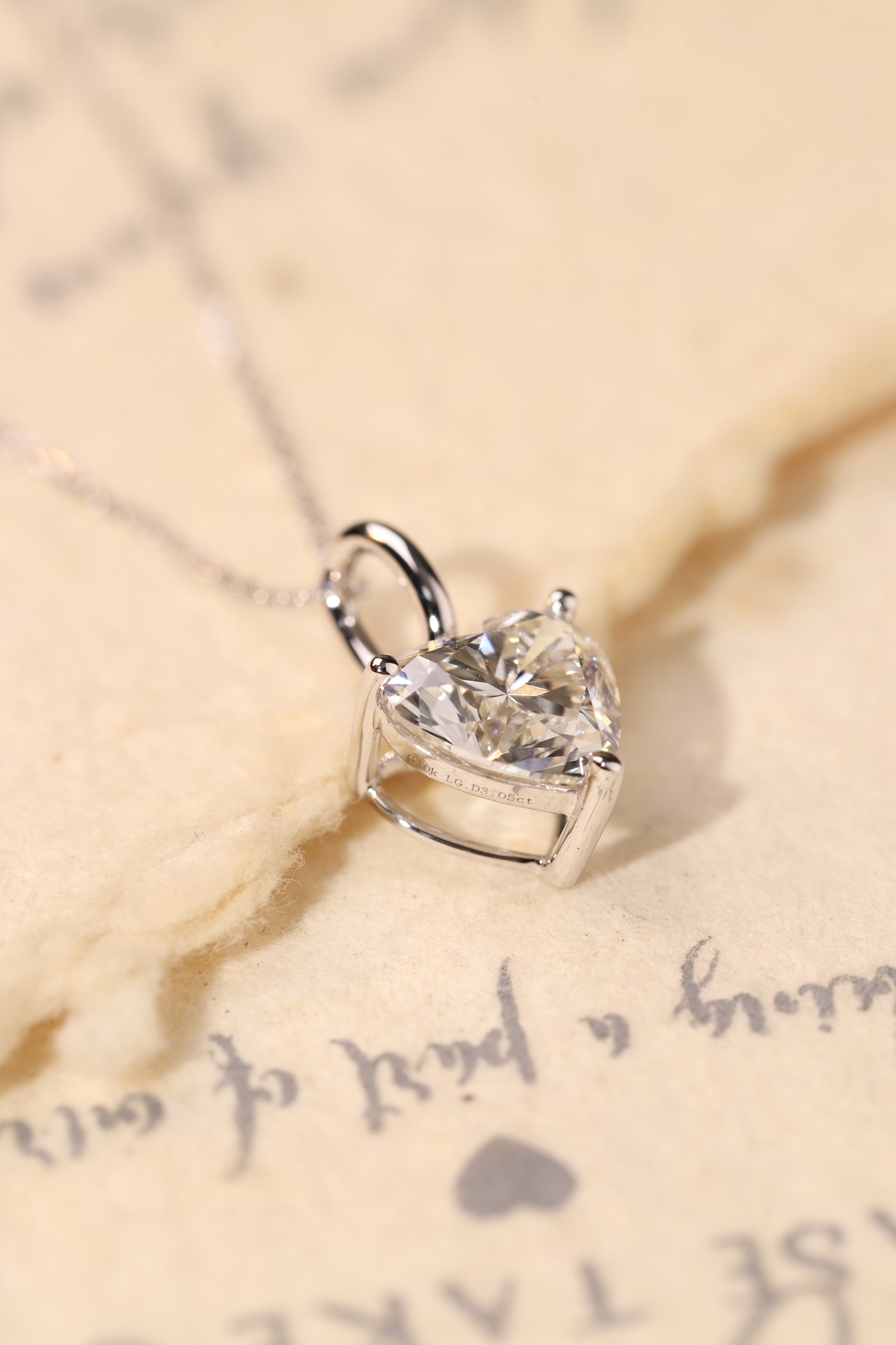 10k gold Heart of Love · 1ct Lab Grown Heart Cut Diamond 3-Prong Necklace