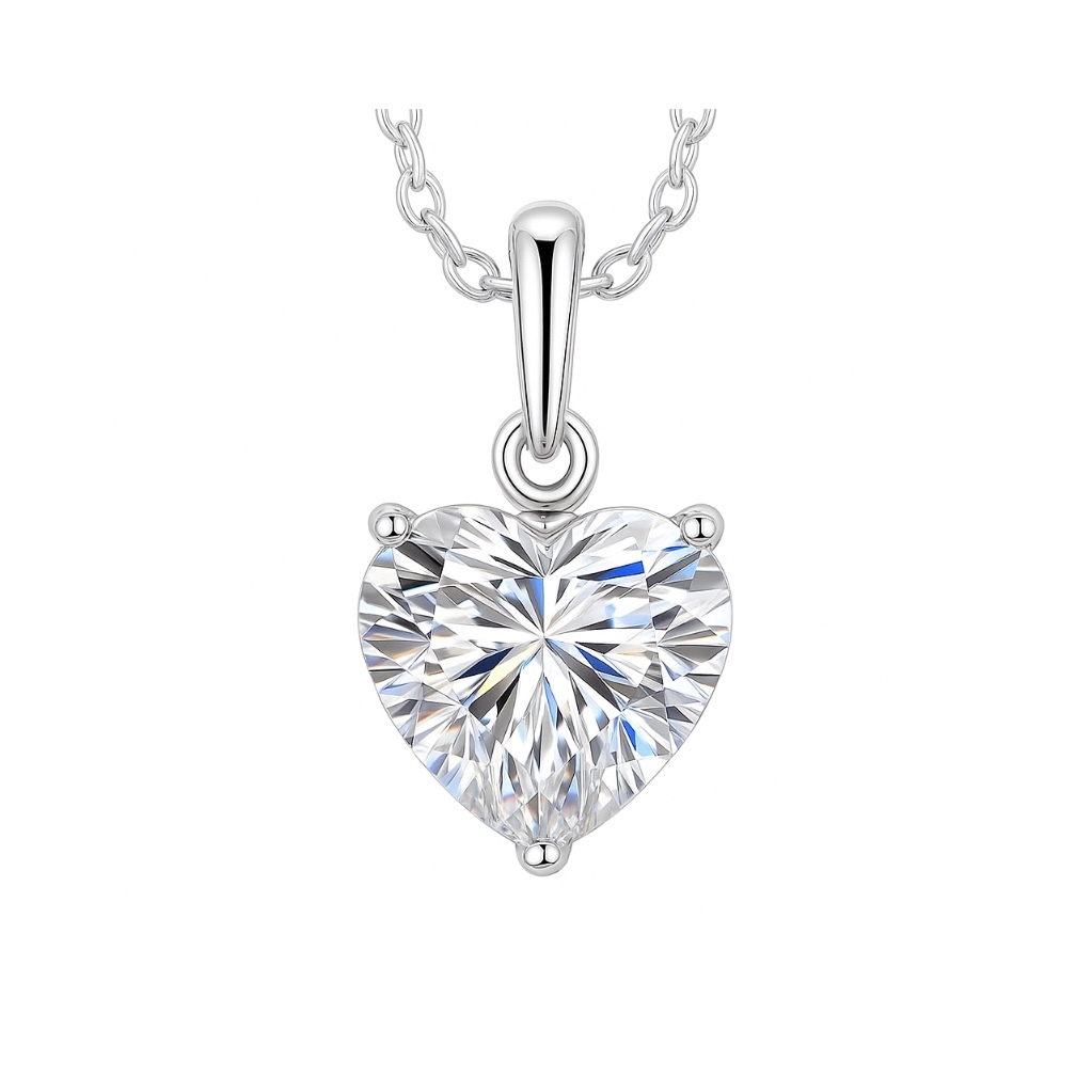 10k gold Heart of Love · 1ct Lab Grown Heart Cut Diamond 3-Prong Necklace