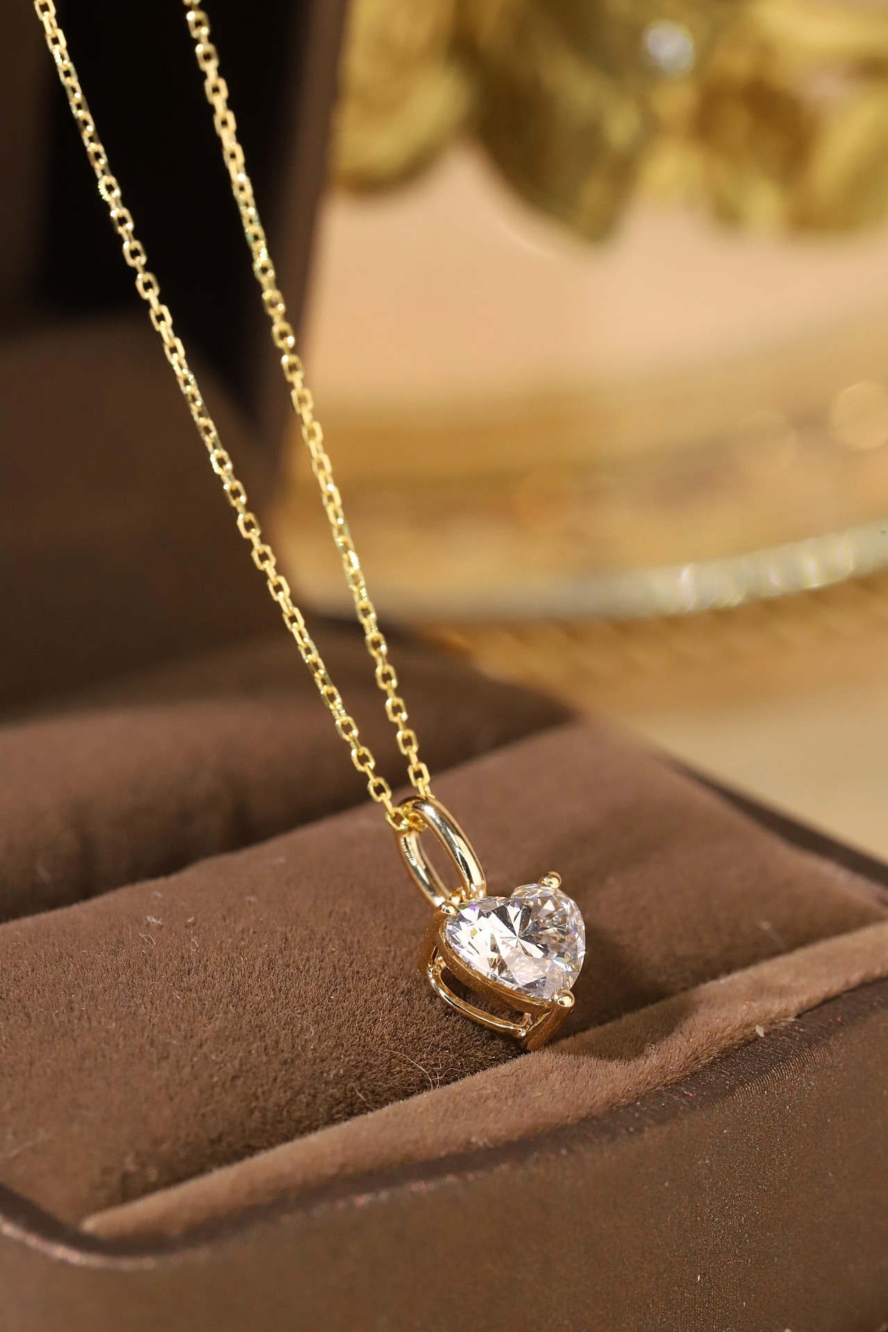 10k gold Heart of Love · 1ct Lab Grown Heart Cut Diamond 3-Prong Necklace