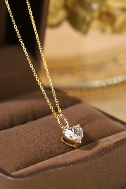 10k gold Heart of Love · 1ct Lab Grown Heart Cut Diamond 3-Prong Necklace