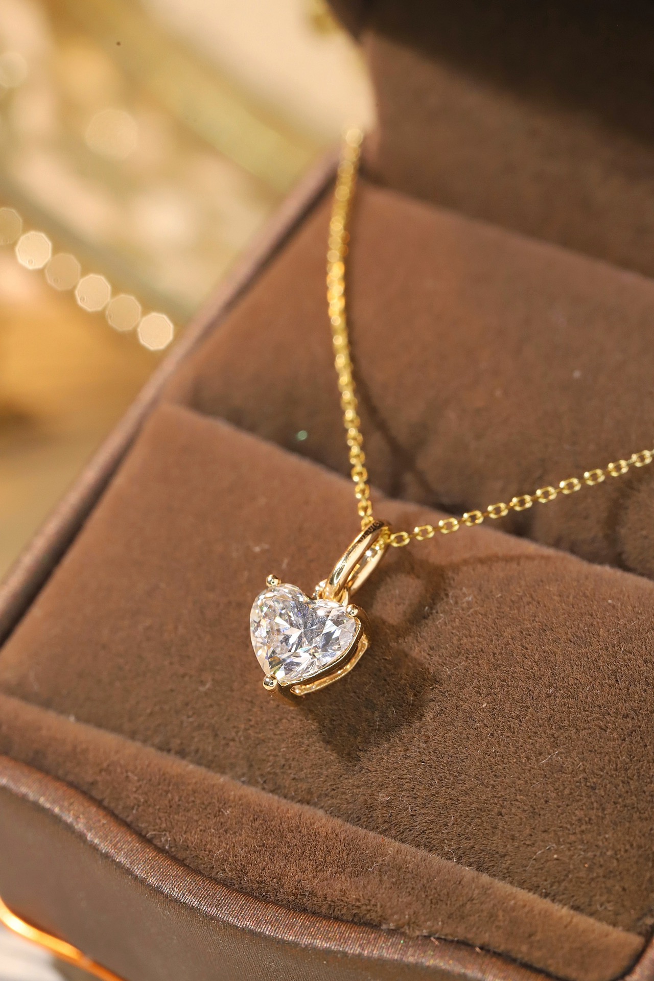 10k gold Heart of Love · 1ct Lab Grown Heart Cut Diamond 3-Prong Necklace