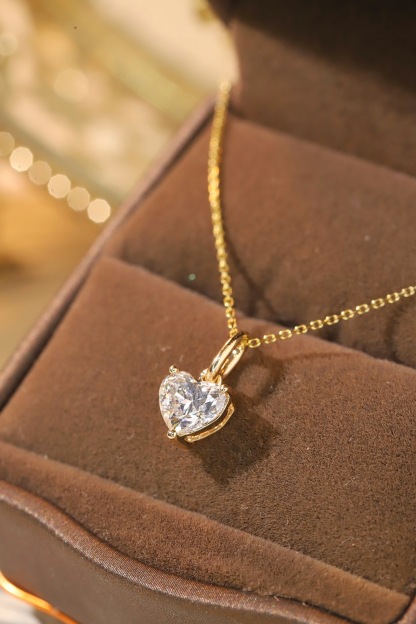 10k gold Heart of Love · 1ct Lab Grown Heart Cut Diamond 3-Prong Necklace