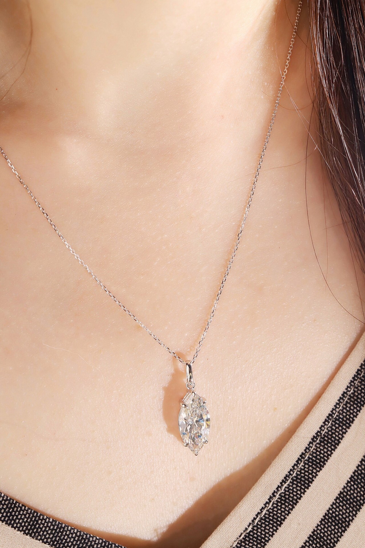 10k gold Radiant Allure · 2ct Marquise Cut Six-Prong Lab Grown Diamond Necklace