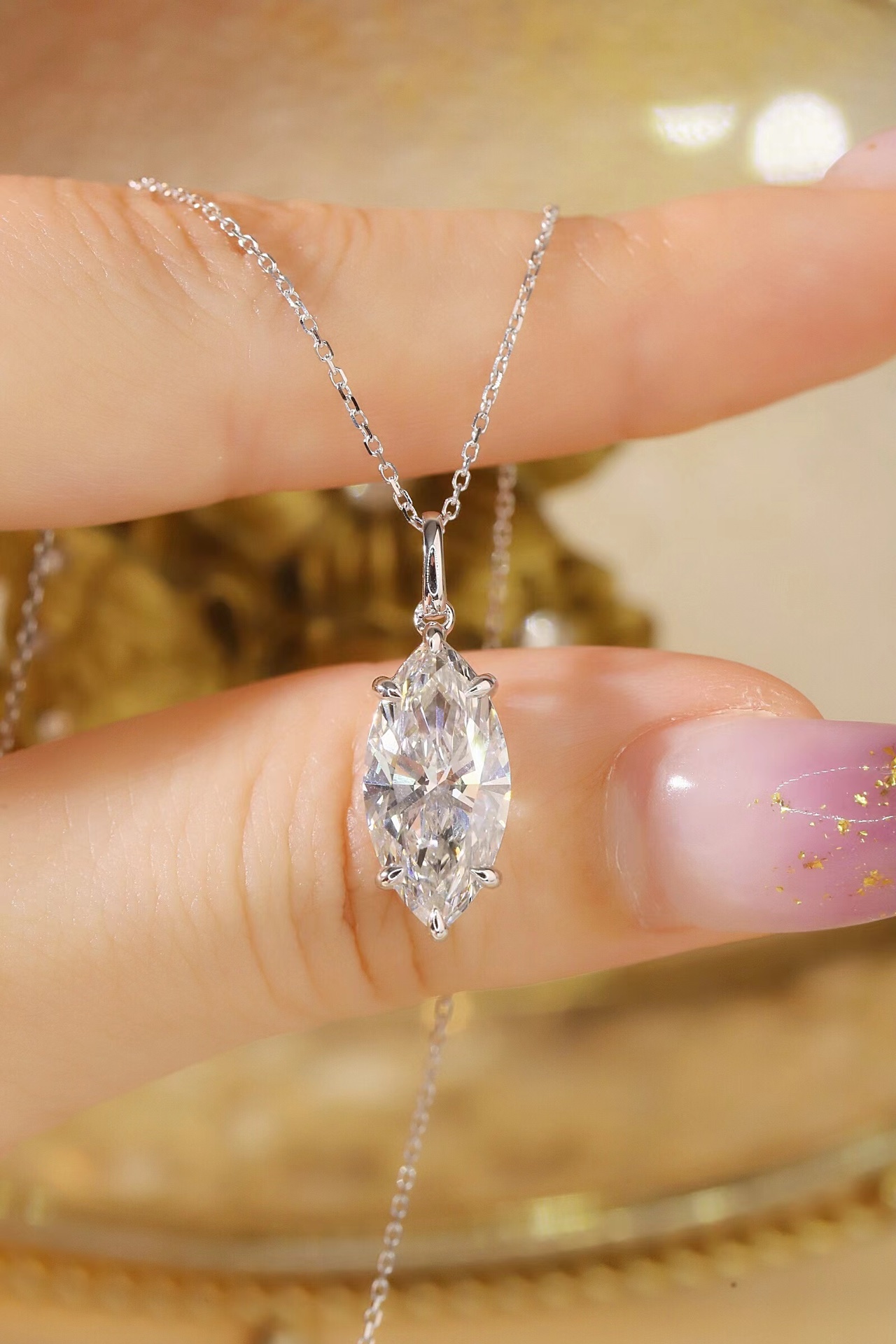 10k gold Radiant Allure · 2ct Marquise Cut Six-Prong Lab Grown Diamond Necklace