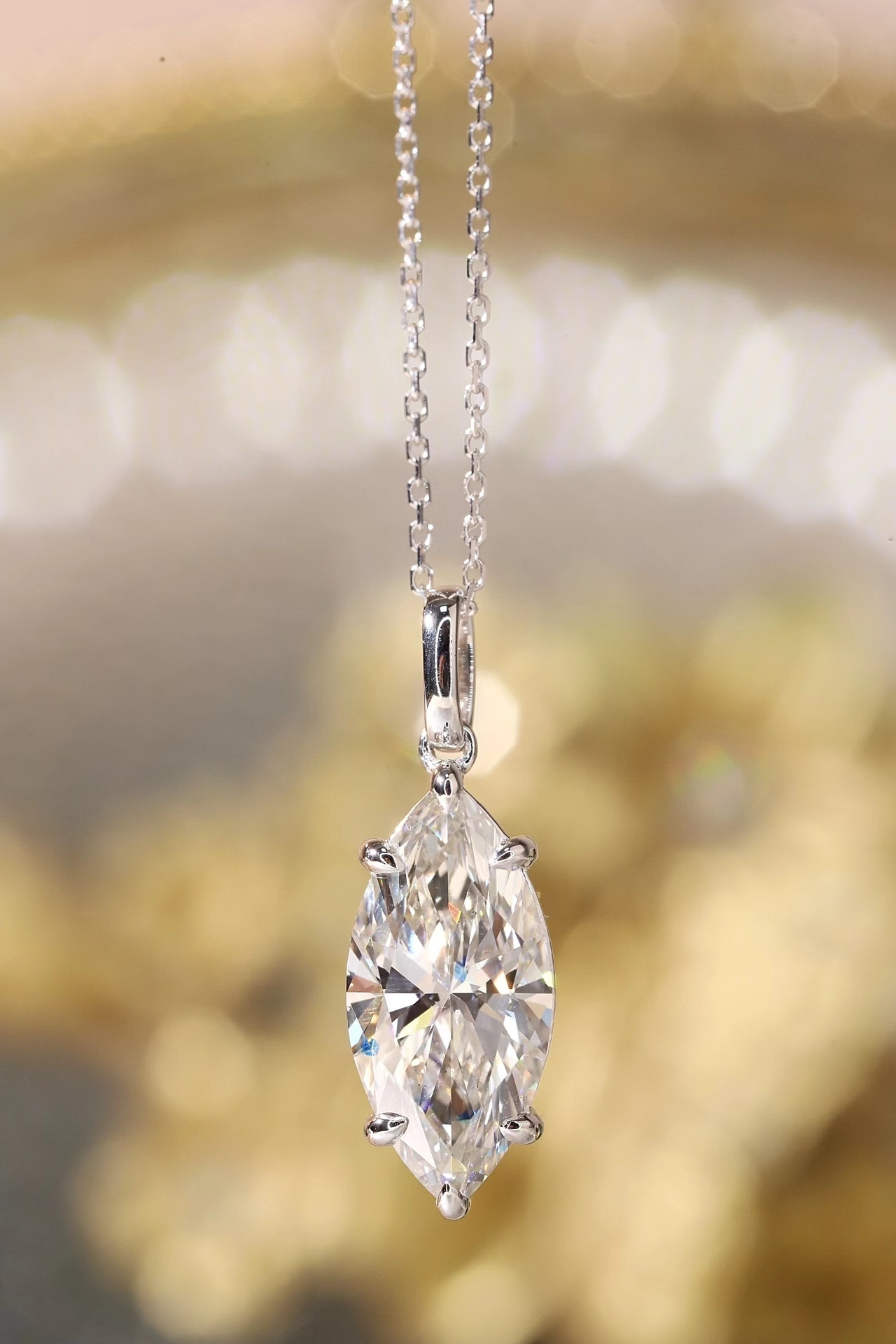 10k gold Radiant Allure · 2ct Marquise Cut Six-Prong Lab Grown Diamond Necklace