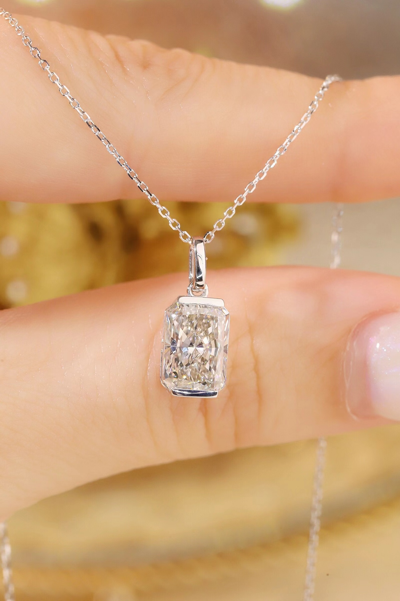 Modern Grace ·  Radiant Cut Lab Grown Diamond Pendant in 10K Gold