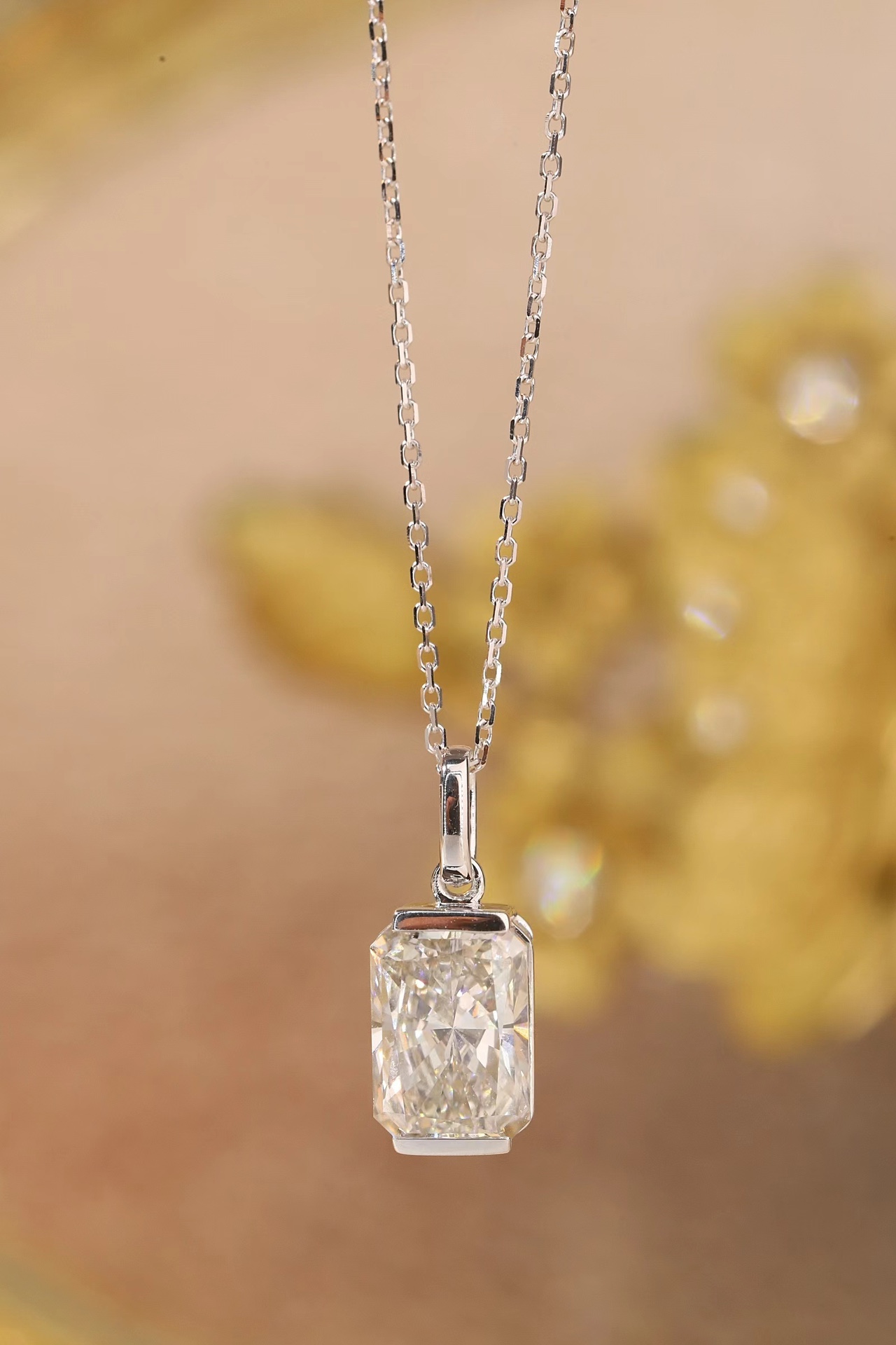 Modern Grace ·  Radiant Cut Lab Grown Diamond Pendant in 10K Gold