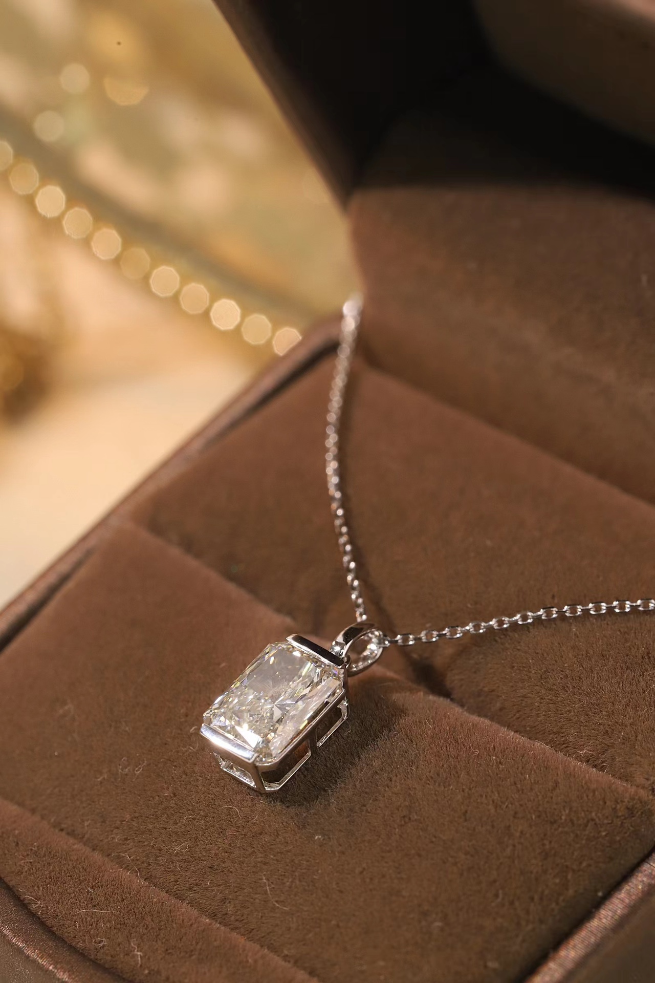 Modern Grace ·  Radiant Cut Lab Grown Diamond Pendant in 10K Gold