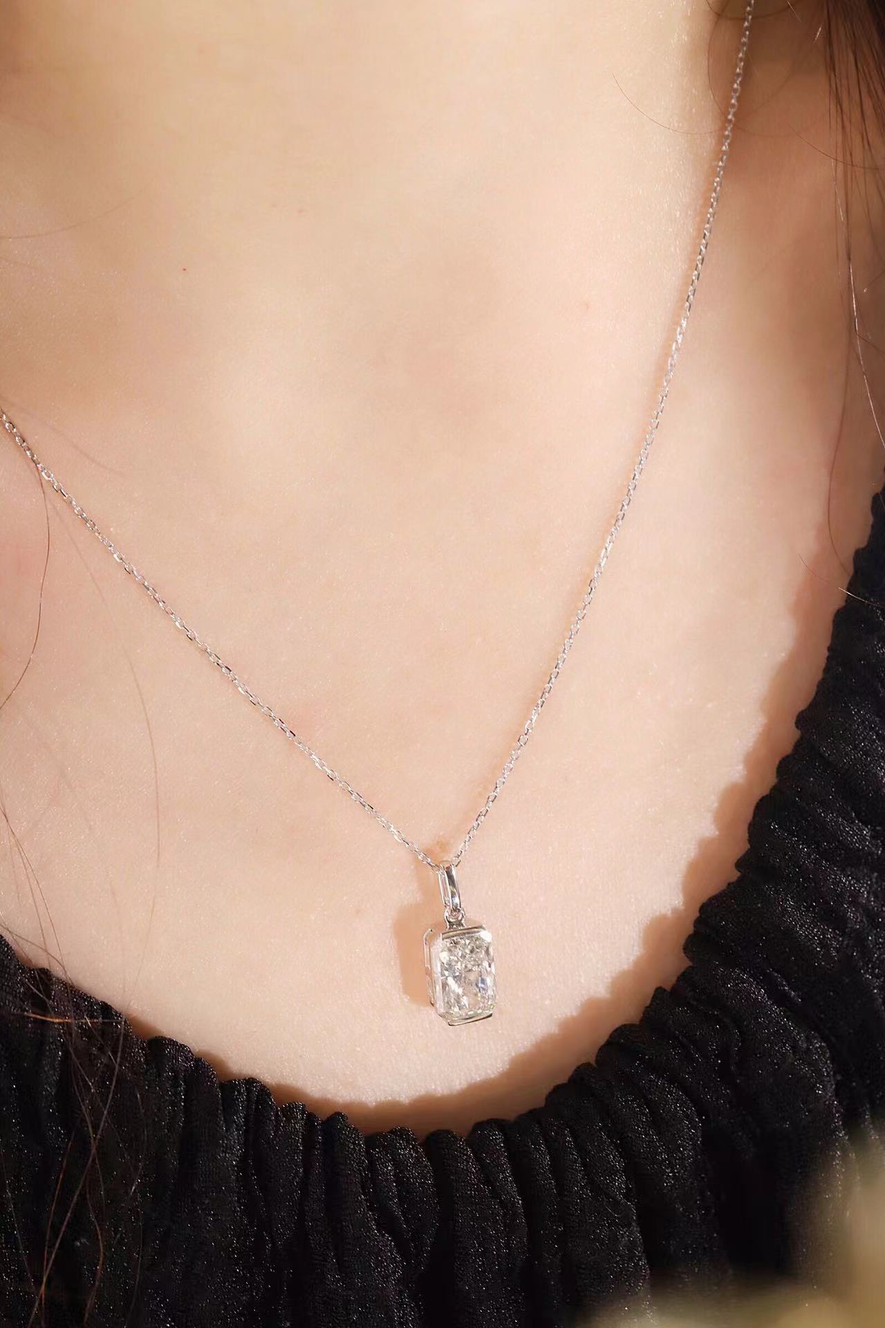 Modern Grace ·  Radiant Cut Lab Grown Diamond Pendant in 10K Gold