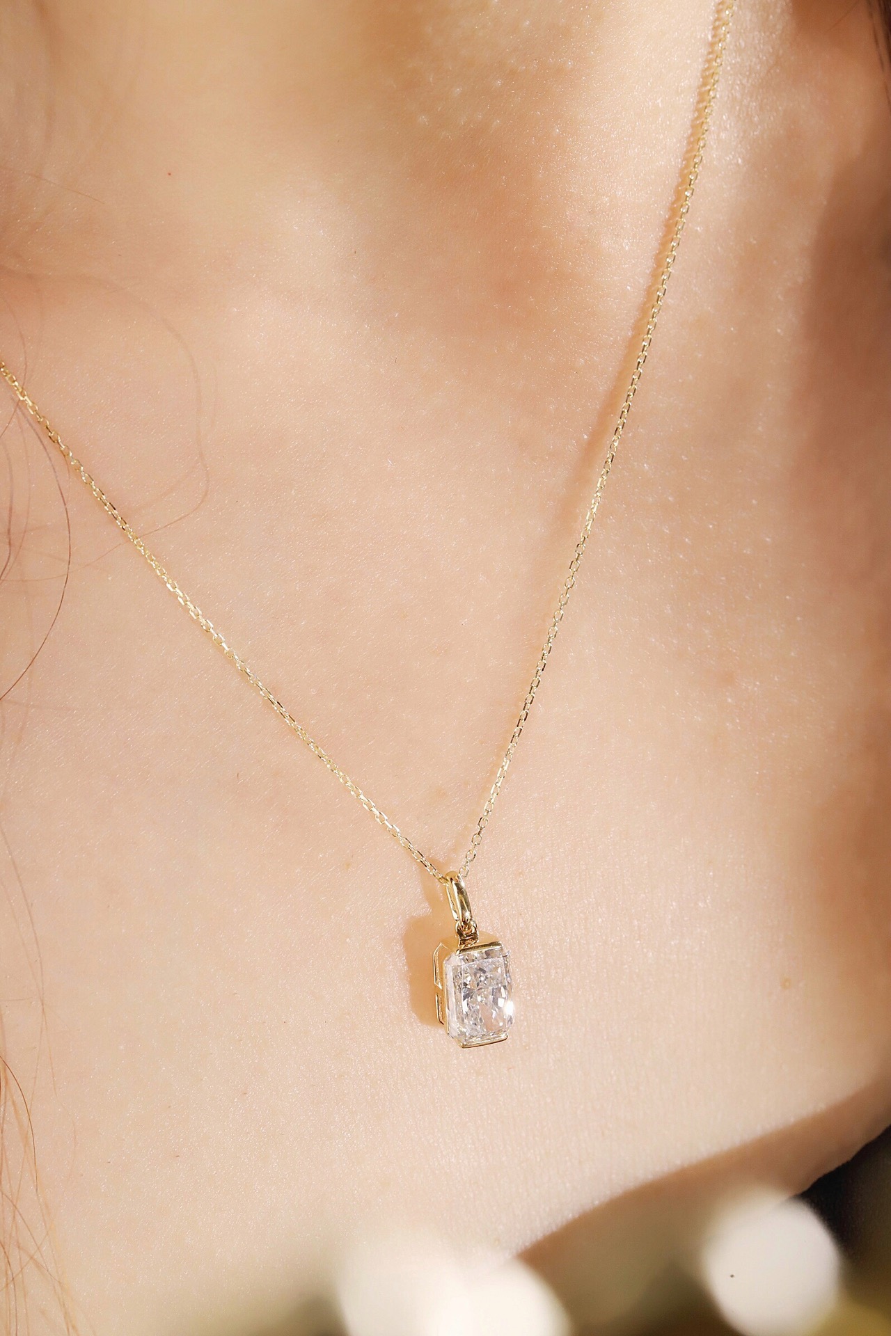 Modern Grace ·  Radiant Cut Lab Grown Diamond Pendant in 10K Gold