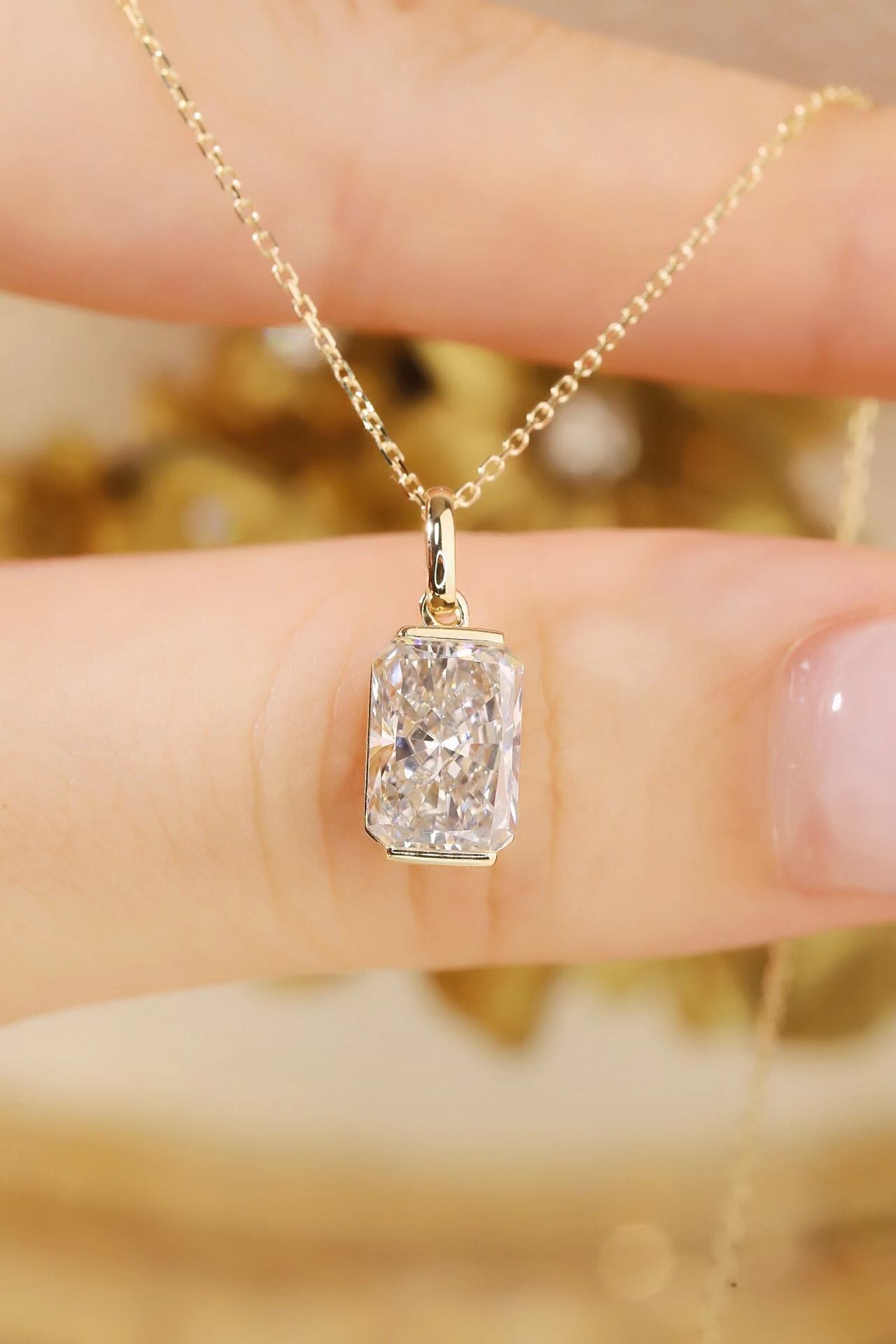 Modern Grace ·  Radiant Cut Lab Grown Diamond Pendant in 10K Gold