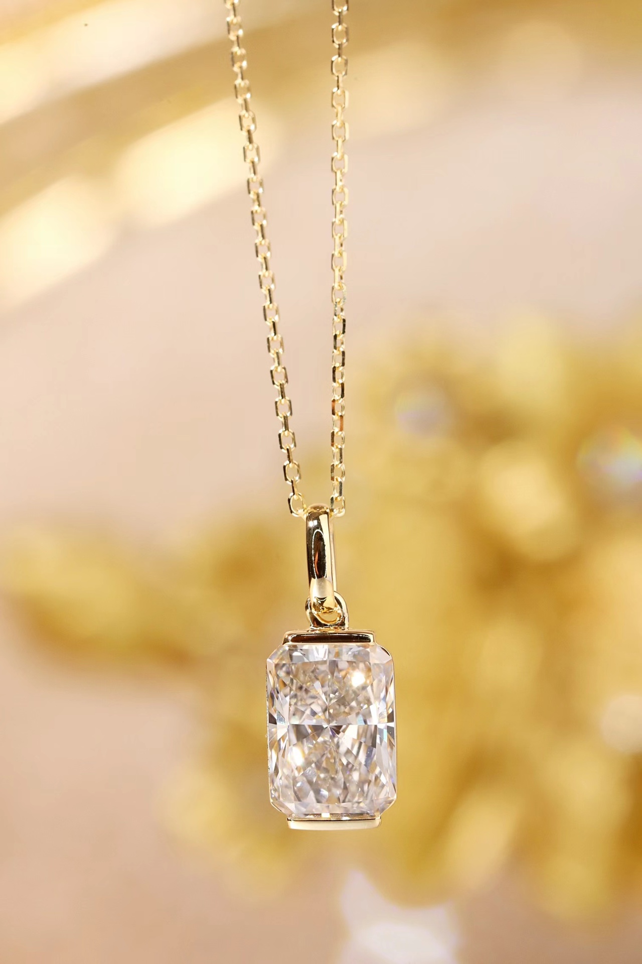 Modern Grace ·  Radiant Cut Lab Grown Diamond Pendant in 10K Gold