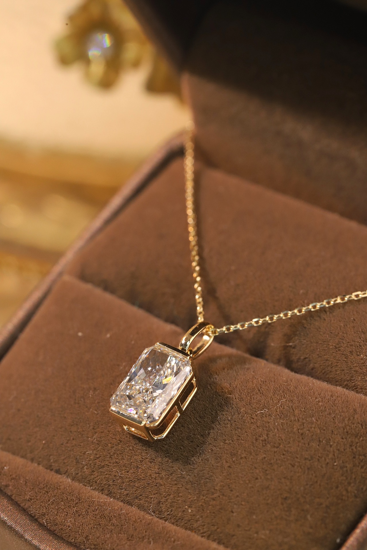 Modern Grace ·  Radiant Cut Lab Grown Diamond Pendant in 10K Gold
