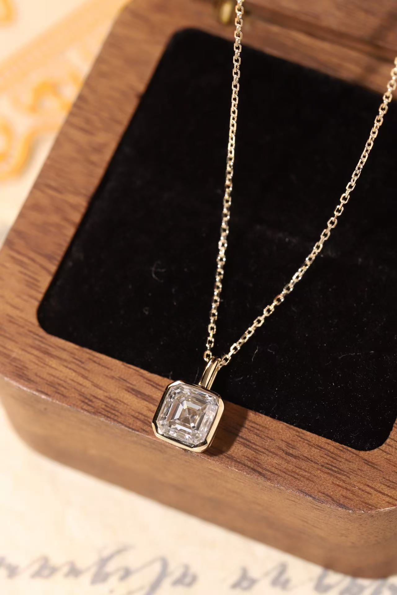  Modern Brilliance ·  Asscher Cut Lab Grown Diamond Bezel Necklace