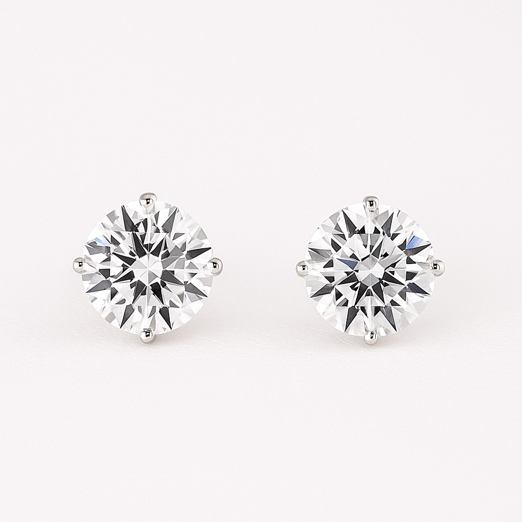 10K gold Classic Sparkle · Round Cut Lab Grown Diamond Stud Earrings