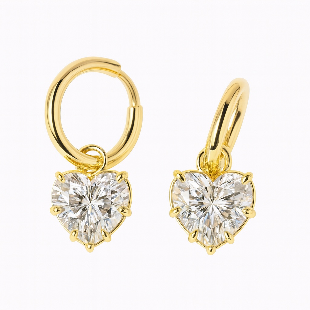 10K Gold Heart Glow · 2ct Heart Cut Lab Grown Diamond Dual-Wear Earrings