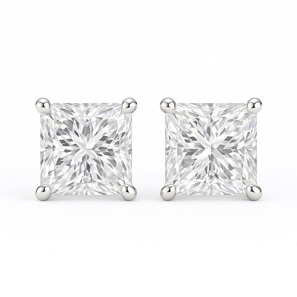 [Copy]10K Gold Timeless Grace · 2ct Emerald Cut Bezel Set Lab Grown Diamond Earrings