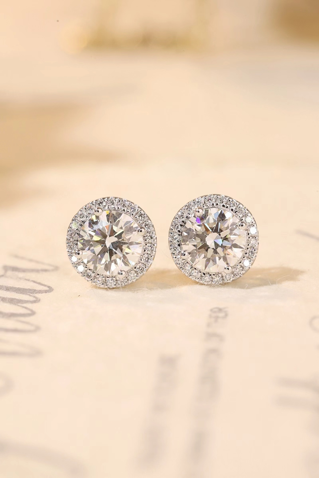 10K Gold Timeless Halo · 2ct Lab Grown Diamond Halo Stud Earrings