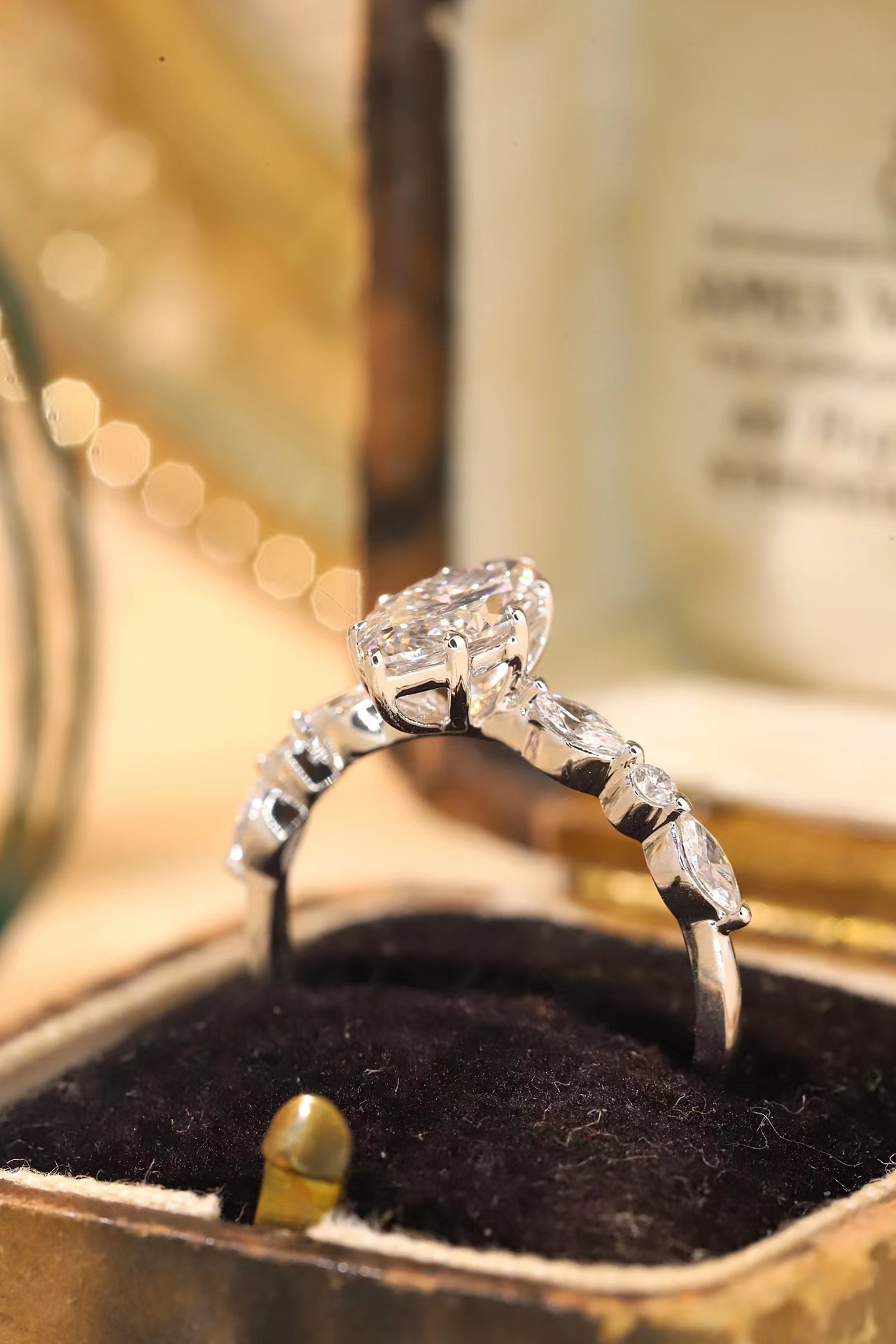 10K Gold Marquise Sparkle · 1ct Lab-Grown Marquise Cut Diamond Ring with Accent Stones