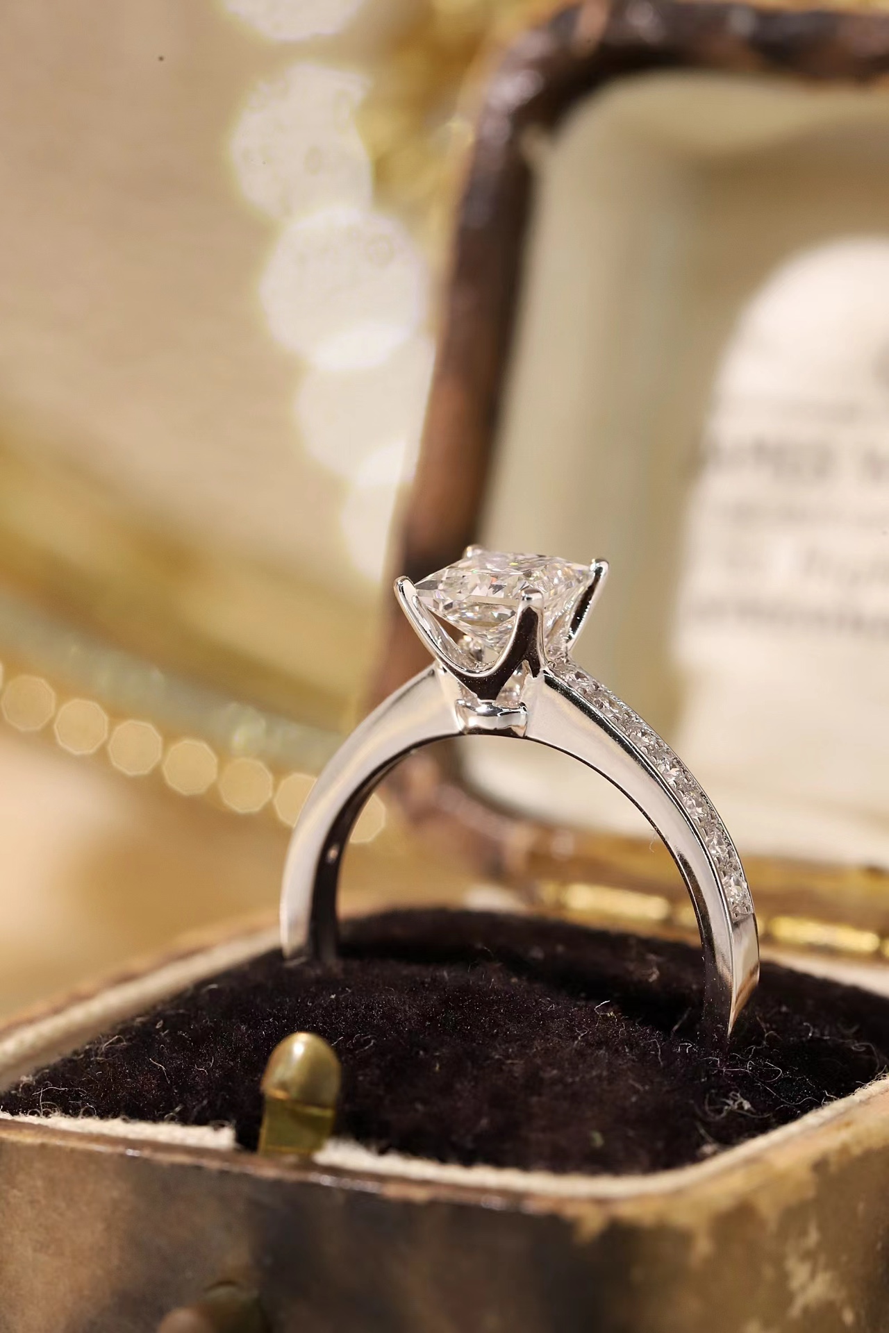 10K Gold Princess Elegance · 1ct Lab Grown Princess Cut Diamond Ring with Accent Stones