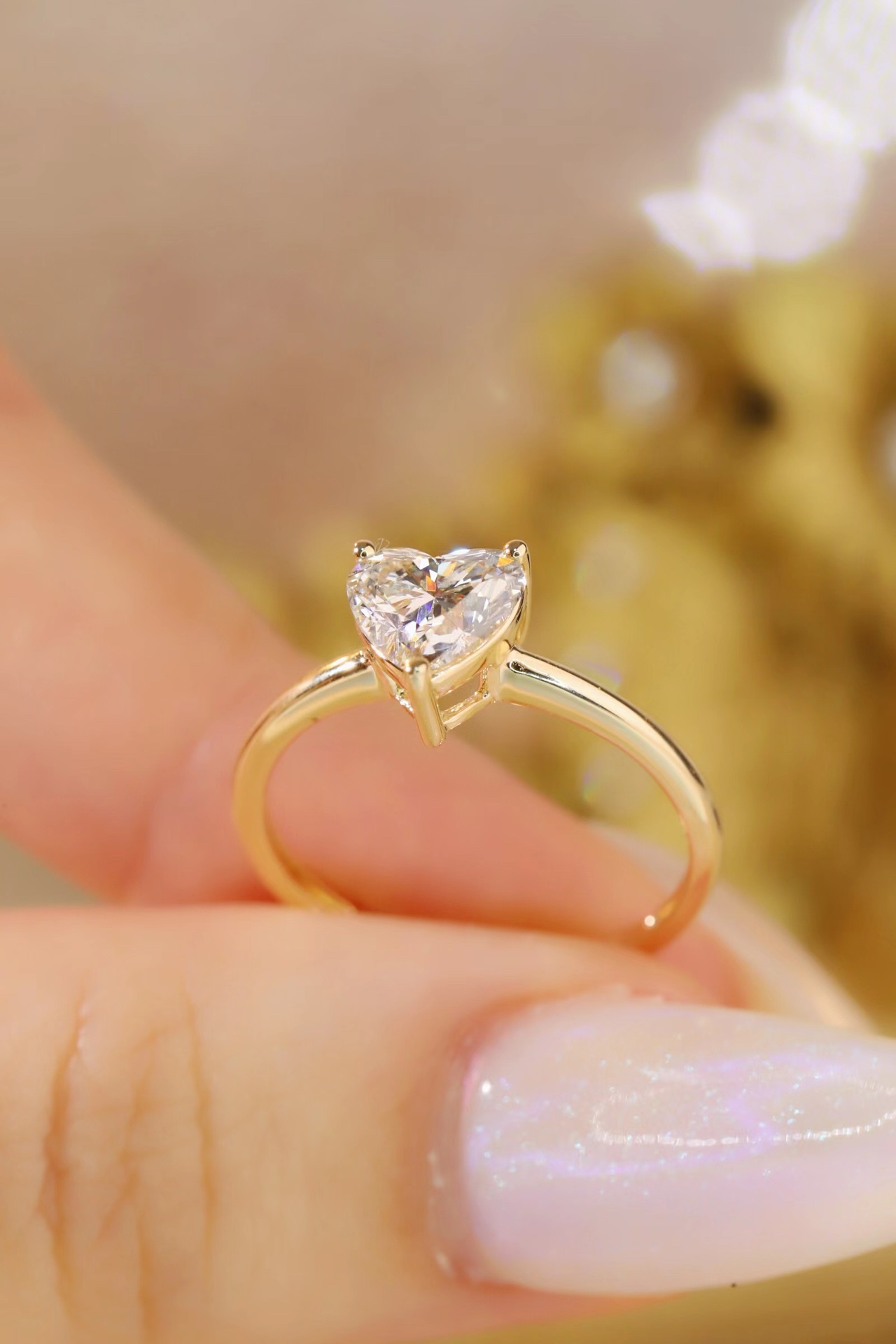 10K Gold Pure Heart · 1ct Heart Cut 3-Prong Set  Lab Grown Diamond Ring