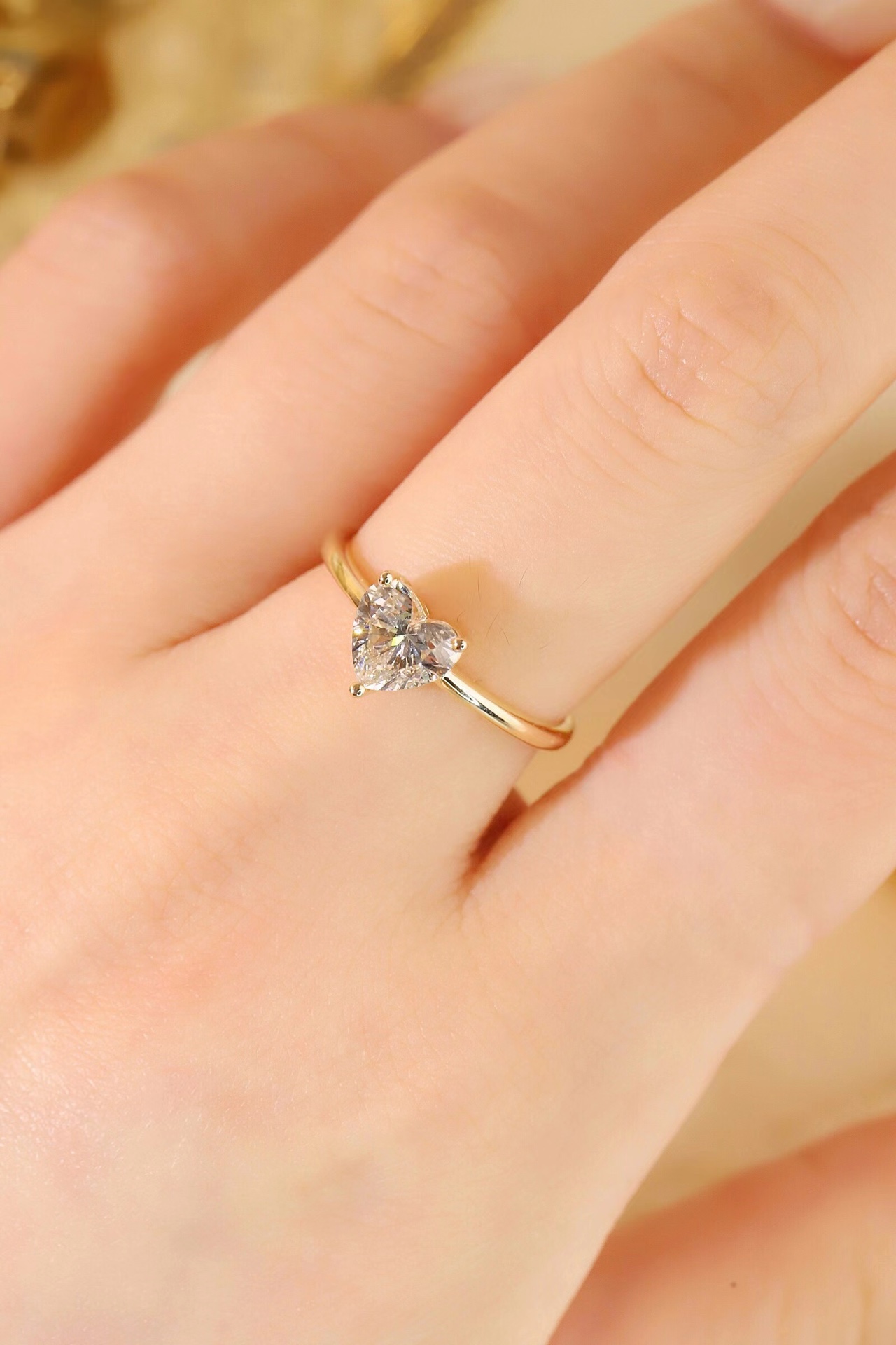 10K Gold Pure Heart · 1ct Heart Cut 3-Prong Set  Lab Grown Diamond Ring