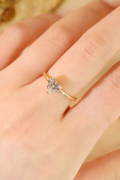10K Gold Pure Heart · 1ct Heart Cut 3-Prong Set  Lab Grown Diamond Ring