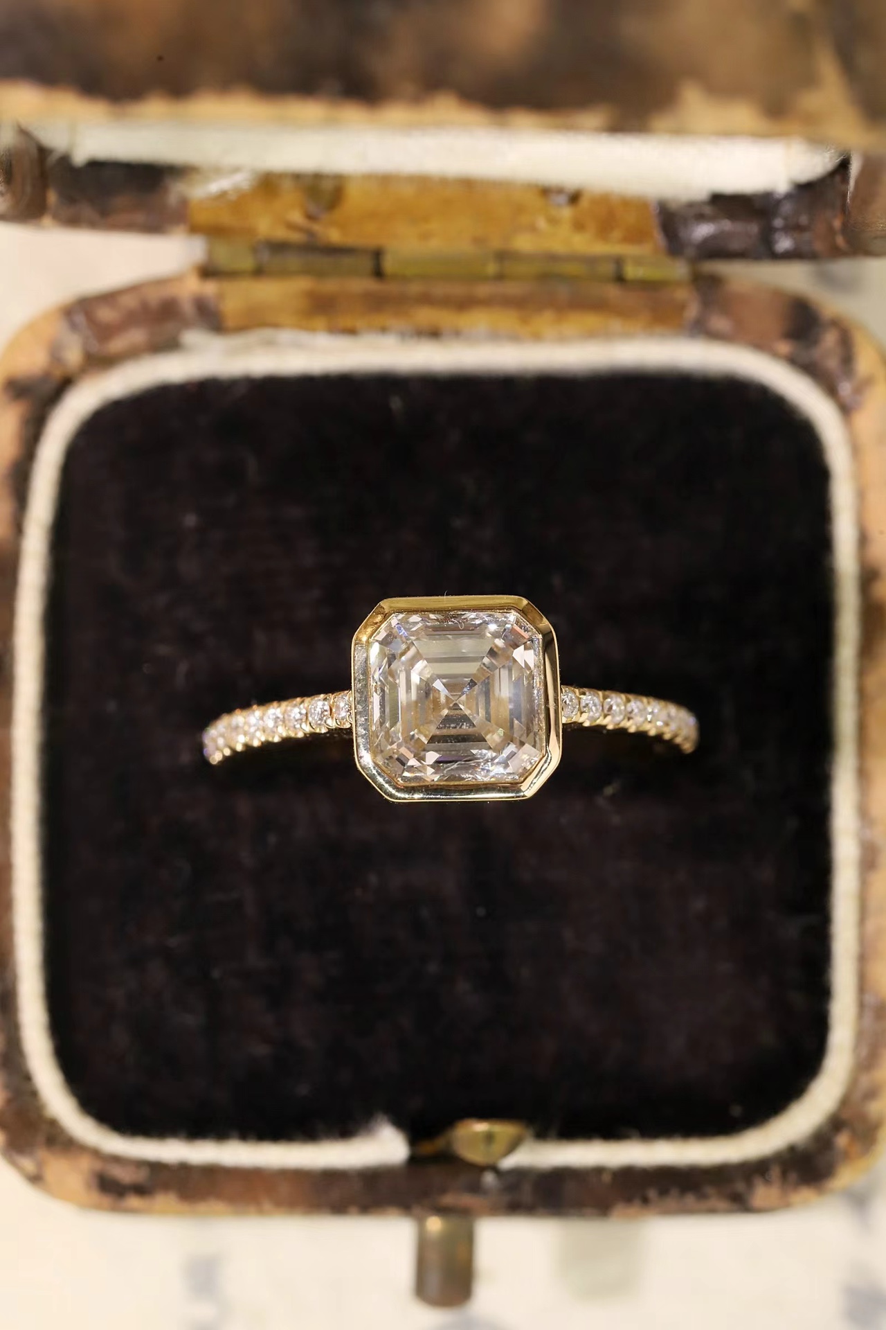 10K Gold Elegant Radiance · 2ct Asscher Cut Lab Grown Diamond Bezel Ring