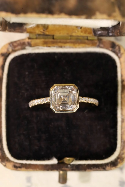 10K Gold Elegant Radiance · 2ct Asscher Cut Lab Grown Diamond Bezel Ring