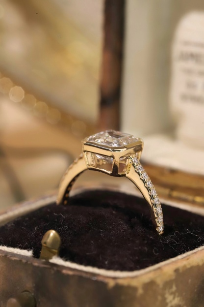 10K Gold Elegant Radiance · 2ct Asscher Cut Lab Grown Diamond Bezel Ring