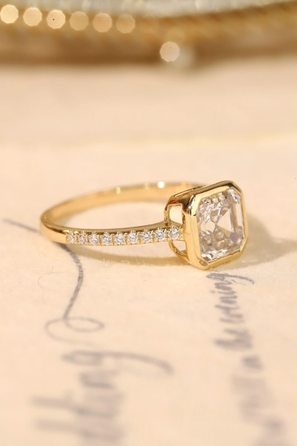 10K Gold Elegant Radiance · 2ct Asscher Cut Lab Grown Diamond Bezel Ring