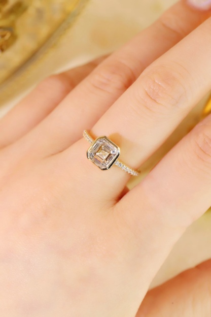 10K Gold Elegant Radiance · 2ct Asscher Cut Lab Grown Diamond Bezel Ring