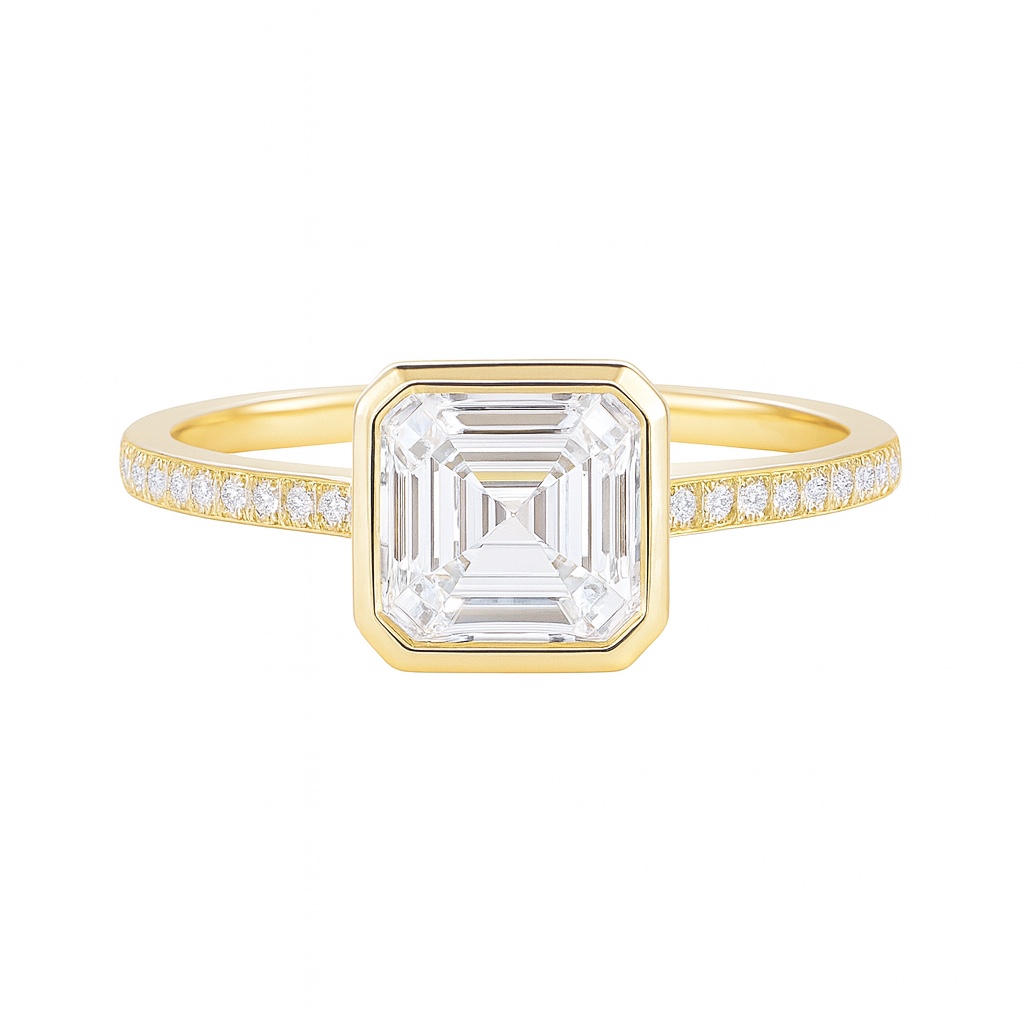 10K Gold Elegant Radiance · 2ct Asscher Cut Lab Grown Diamond Bezel Ring
