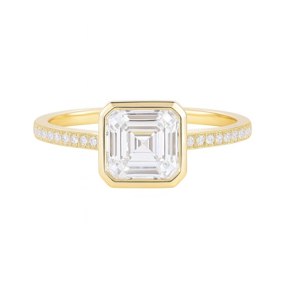 10K Gold Elegant Radiance · 2ct Asscher Cut Lab Grown Diamond Bezel Ring